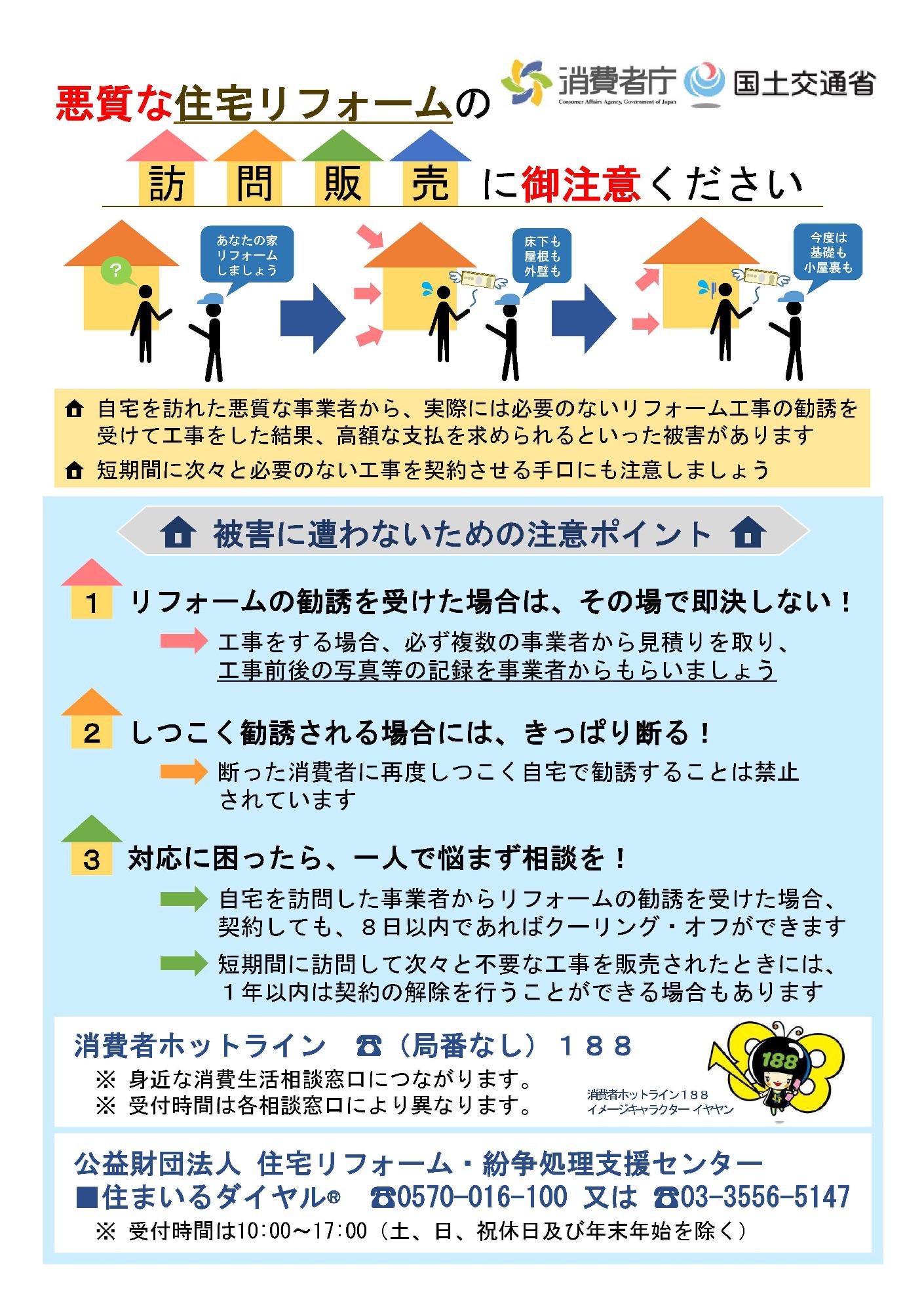 悪質な住宅リフォームの訪問販売にご注意ください