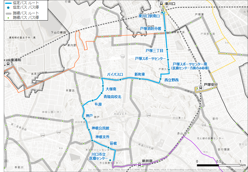 東川口駅医療センター線ルート図