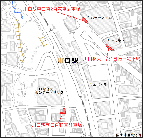 川口駅周辺歩道上ラック地図