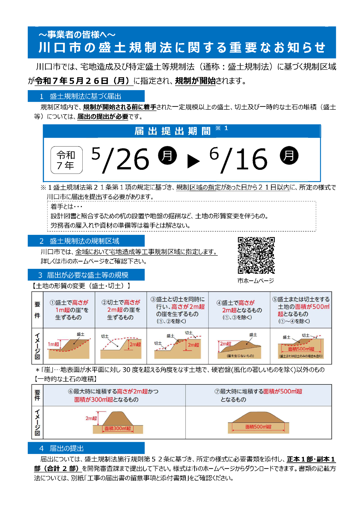 川口市の盛土規制法に関する重要なお知らせ