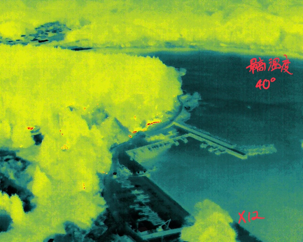 ドローン夜間飛行による赤外線熱画像