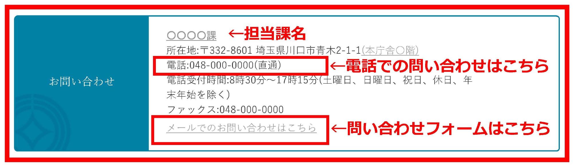 お問い合わせ先／川口市ホームページ