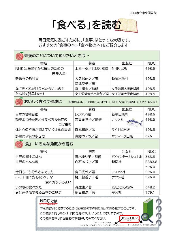 ブックリスト『「食べる」を読む』(表面)