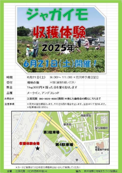 ジャガイモ収穫体験のお知らせ（江原農園）