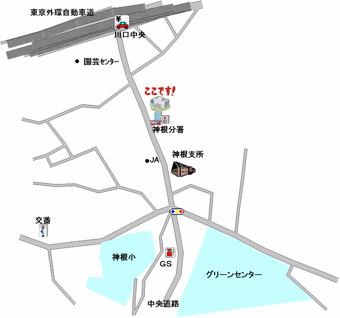 神根公民館の地図