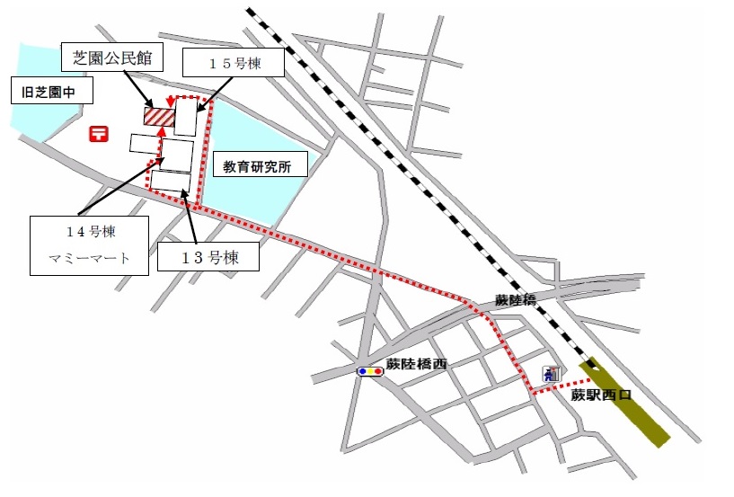 芝園公民館への地図