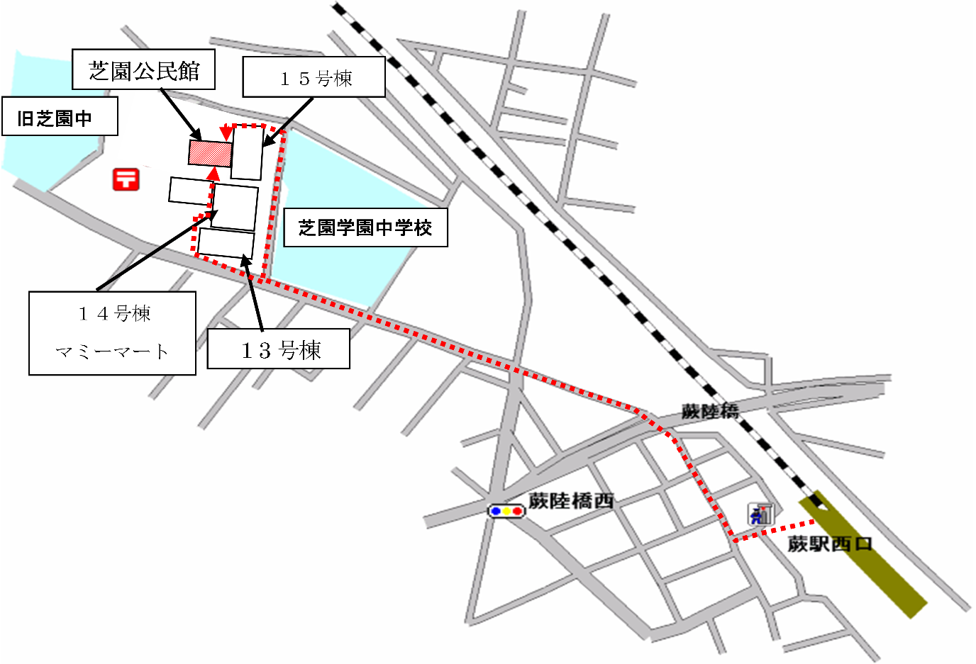 芝園公民館への地図