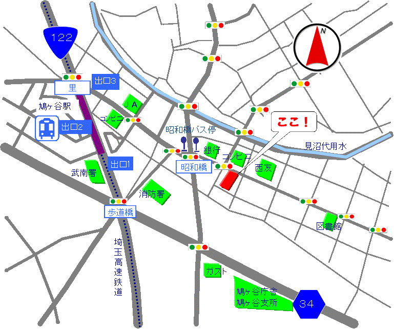 鳩ヶ谷公民館の地図のイラスト