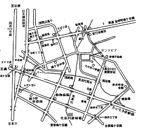 毛長川庭球場地図のイラスト
