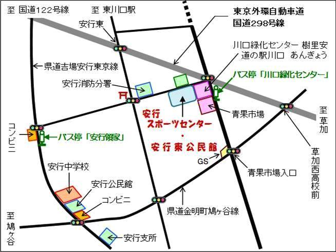 安行スポーツセンター・安行東公民館の地図のイラスト