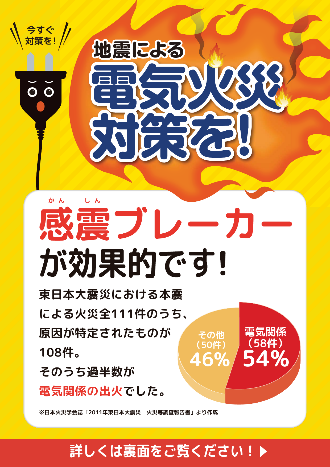 地震による電気火災対策を！