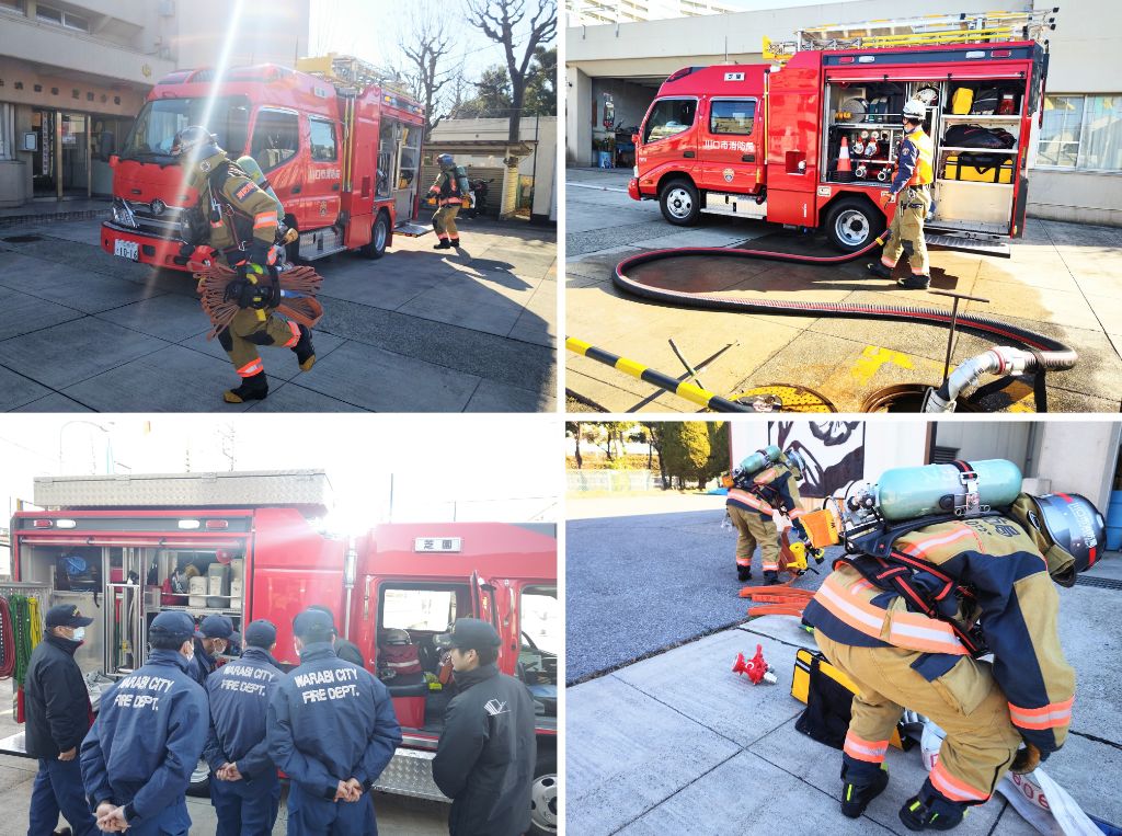 お互いの車両特性や積載された資機材の確認を行っています。さあ『活動開始‼』
