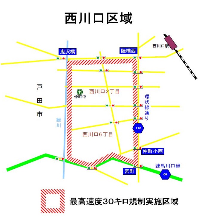 平成22年度面的（区域）規制実施区域（西川口）の地図