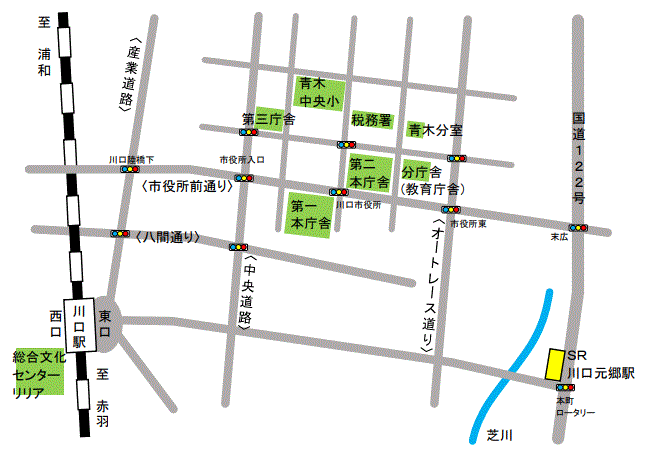 川口市役所第三庁舎の地図のイラスト