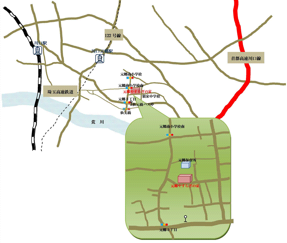 元郷やすらぎの家の地図のイラスト