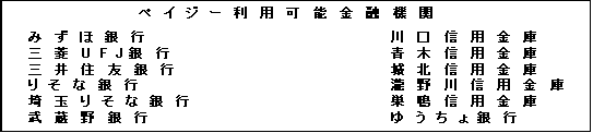 ペイジー利用可能金融機関