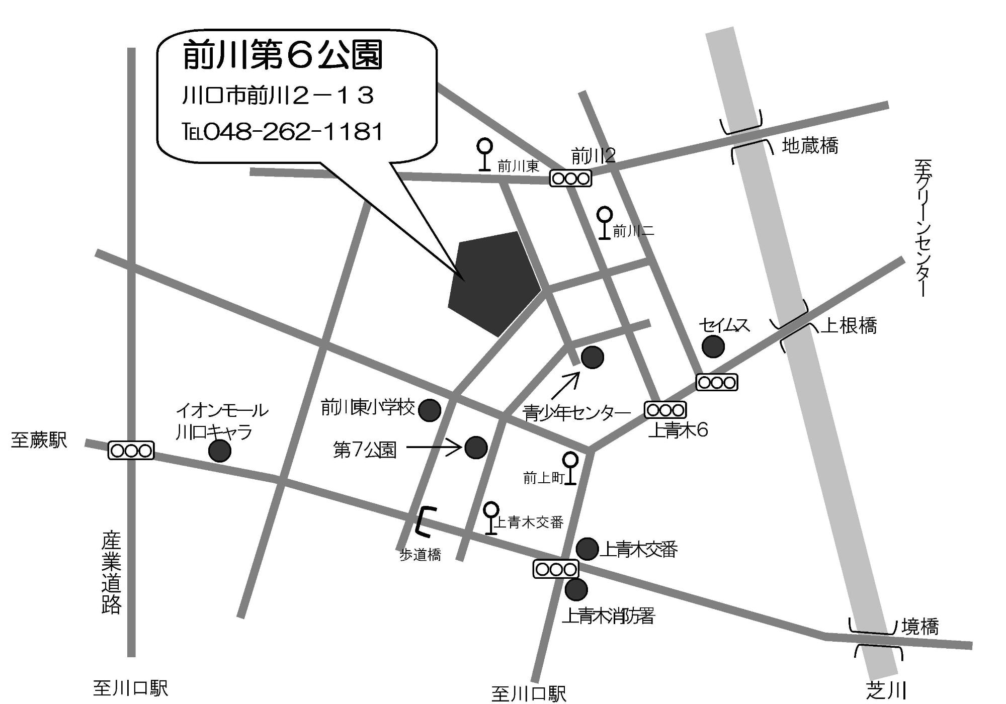 前川第6公園プレイリーダーハウス地図