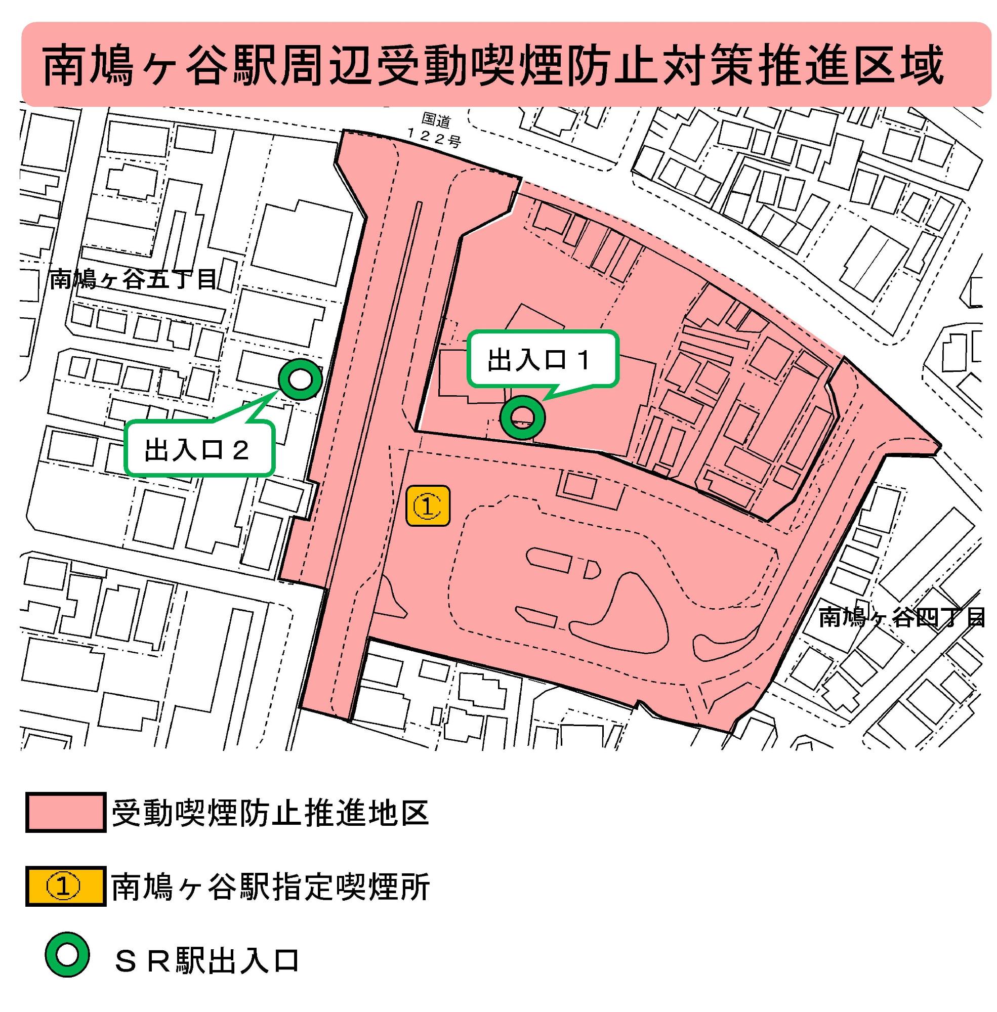 受動喫煙防止対策推進区域の区域図（南鳩ヶ谷駅）