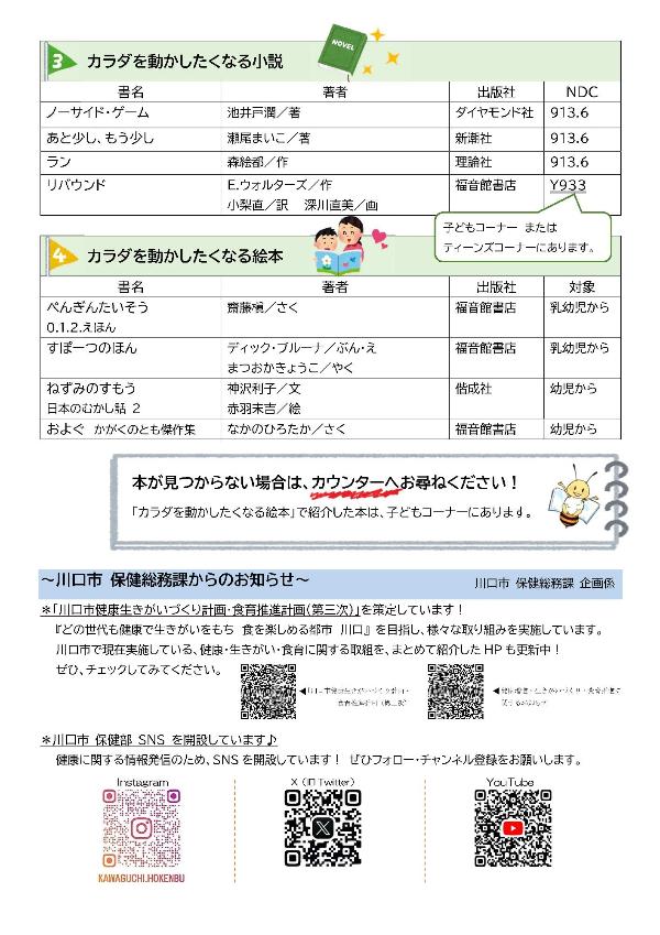 ブックリスト『カラダを動かそう！』（裏面）