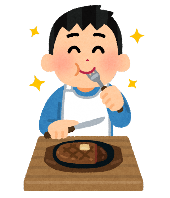 ステーキを食べる男
